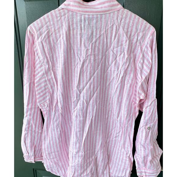 NEW Susan Graver Pure Cross-Dyed Linen Blend Tunic Shirt w/ Pockets Sz XS QVC - Picture 5 of 7